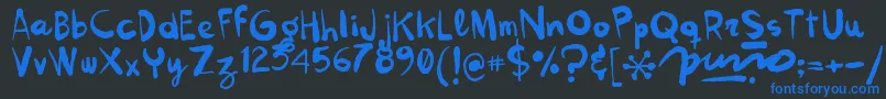 Kokekoko Font – Blue Fonts on Black Background