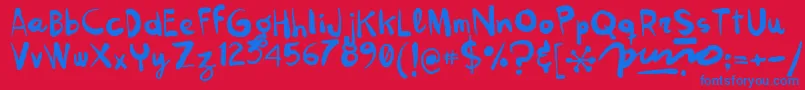 Kokekoko Font – Blue Fonts on Red Background