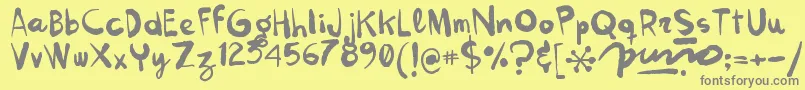 Kokekoko Font – Gray Fonts on Yellow Background