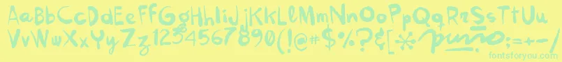 Kokekoko Font – Green Fonts on Yellow Background