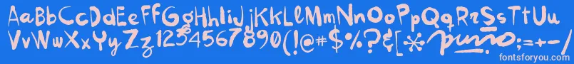 Kokekoko Font – Pink Fonts on Blue Background