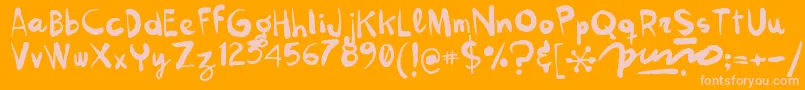 Kokekoko-Schriftart – Rosa Schriften auf orangefarbenem Hintergrund
