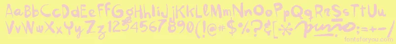 Kokekoko Font – Pink Fonts on Yellow Background