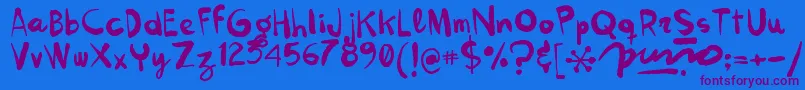 Kokekoko Font – Purple Fonts on Blue Background