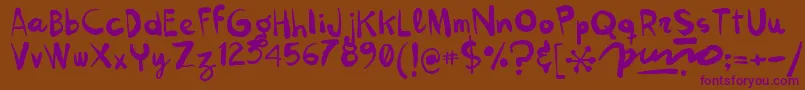 Kokekoko Font – Purple Fonts on Brown Background