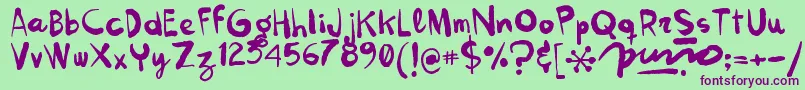 Kokekoko Font – Purple Fonts on Green Background