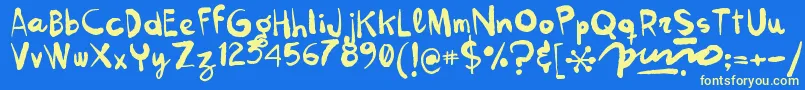 Kokekoko Font – Yellow Fonts on Blue Background