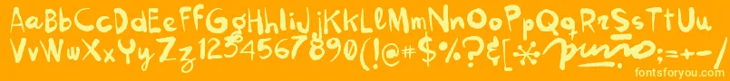 Kokekoko Font – Yellow Fonts on Orange Background