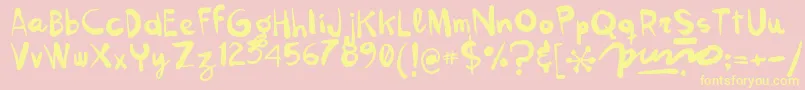 Kokekoko Font – Yellow Fonts on Pink Background