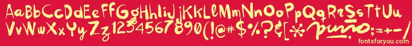 Kokekoko Font – Yellow Fonts on Red Background
