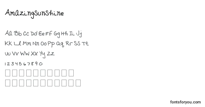 Czcionka Amazingsunshine – alfabet, cyfry, specjalne znaki