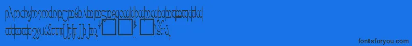 Tengwar5-Schriftart – Schwarze Schriften auf blauem Hintergrund