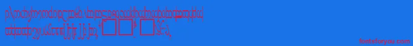 Tengwar5-Schriftart – Rote Schriften auf blauem Hintergrund