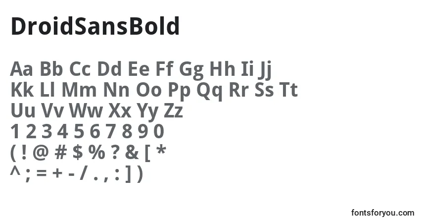 A fonte DroidSansBold – alfabeto, números, caracteres especiais