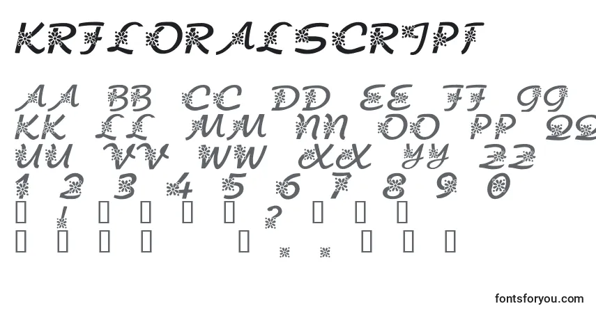 A fonte KrFloralScript – alfabeto, números, caracteres especiais