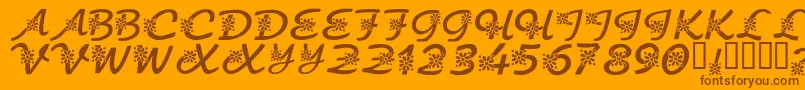 KrFloralScript Font – Brown Fonts on Orange Background