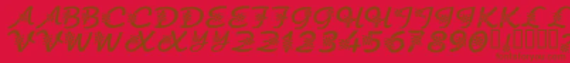 KrFloralScript-Schriftart – Braune Schriften auf rotem Hintergrund