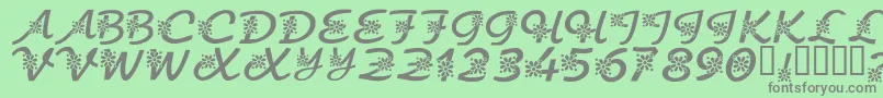 Czcionka KrFloralScript – szare czcionki na zielonym tle
