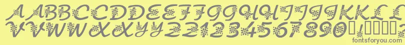 Czcionka KrFloralScript – szare czcionki na żółtym tle