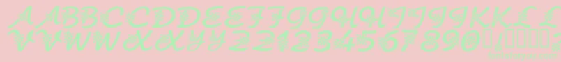 KrFloralScript-Schriftart – Grüne Schriften auf rosa Hintergrund