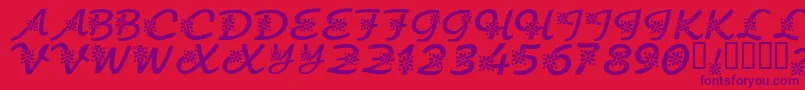 KrFloralScript Font – Purple Fonts on Red Background