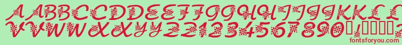 Czcionka KrFloralScript – czerwone czcionki na zielonym tle
