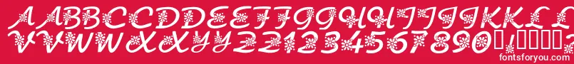 KrFloralScript-fontti – valkoiset fontit punaisella taustalla