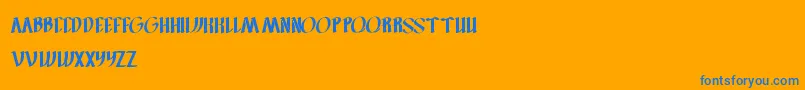 FilletOFish-Schriftart – Blaue Schriften auf orangefarbenem Hintergrund