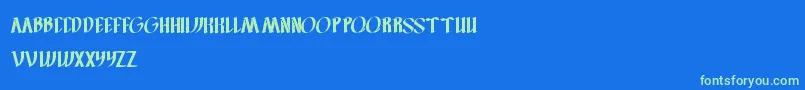 FilletOFish-Schriftart – Grüne Schriften auf blauem Hintergrund