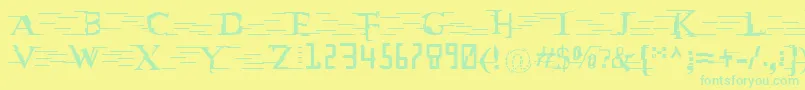 Fonte MatrixVsMiltown – fontes verdes em um fundo amarelo
