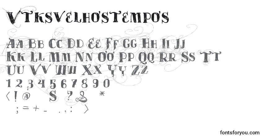 Schriftart Vtksvelhostempos – Alphabet, Zahlen, spezielle Symbole