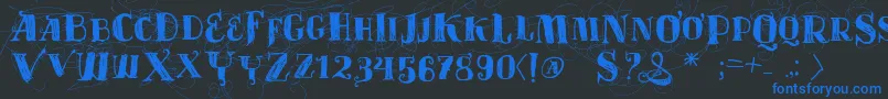 Vtksvelhostempos Font – Blue Fonts on Black Background