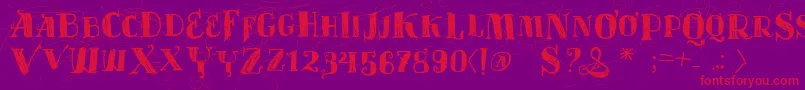 Vtksvelhostempos-Schriftart – Rote Schriften auf violettem Hintergrund