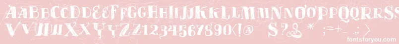 Vtksvelhostempos-Schriftart – Weiße Schriften auf rosa Hintergrund