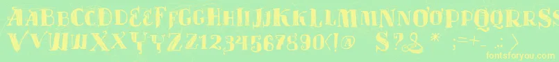 Vtksvelhostempos Font – Yellow Fonts on Green Background