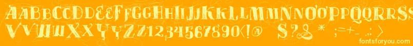 Vtksvelhostempos Font – Yellow Fonts on Orange Background