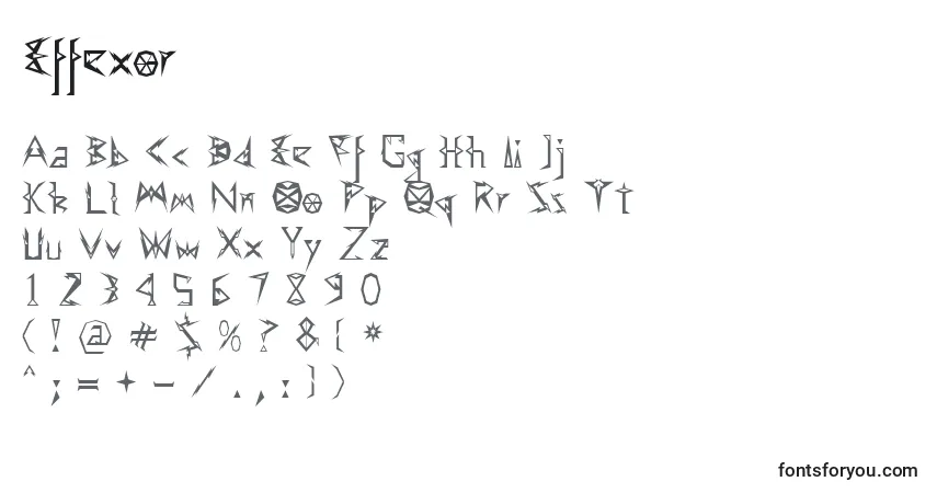 Schriftart Effexor – Alphabet, Zahlen, spezielle Symbole