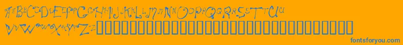Spitcurl-Schriftart – Blaue Schriften auf orangefarbenem Hintergrund
