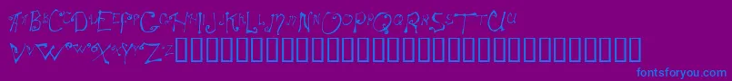 Spitcurl-Schriftart – Blaue Schriften auf violettem Hintergrund