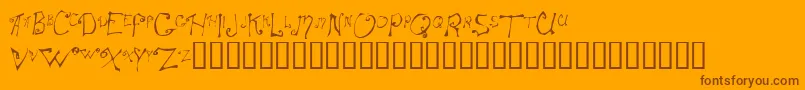 Spitcurl-Schriftart – Braune Schriften auf orangefarbenem Hintergrund