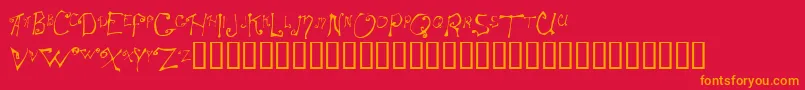 フォントSpitcurl – 赤い背景にオレンジの文字
