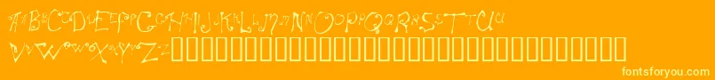 Spitcurl-Schriftart – Gelbe Schriften auf orangefarbenem Hintergrund