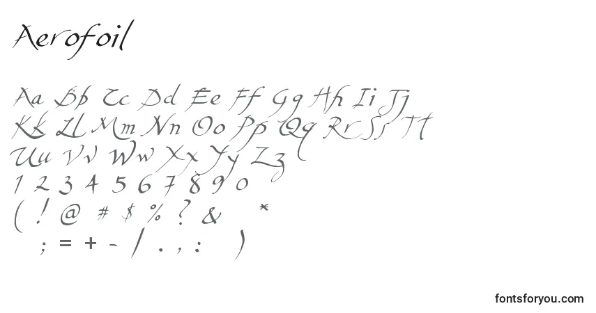 A fonte Aerofoil – alfabeto, números, caracteres especiais