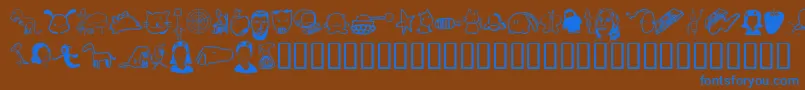 フォントTombats 7 – 茶色の背景に青い文字