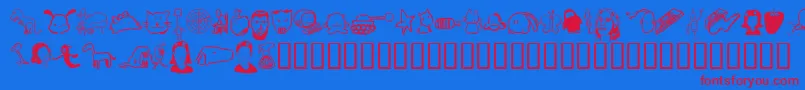 フォントTombats 7 – 赤い文字の青い背景