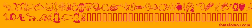 フォントTombats 7 – オレンジの背景に赤い文字