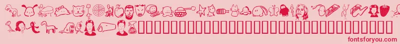 フォントTombats 7 – ピンクの背景に赤い文字