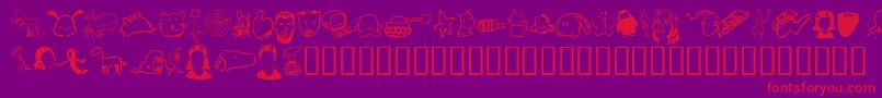 Tombats 7-Schriftart – Rote Schriften auf violettem Hintergrund