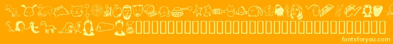 フォントTombats 7 – オレンジの背景に黄色の文字