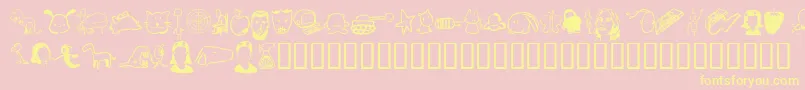 フォントTombats 7 – 黄色のフォント、ピンクの背景